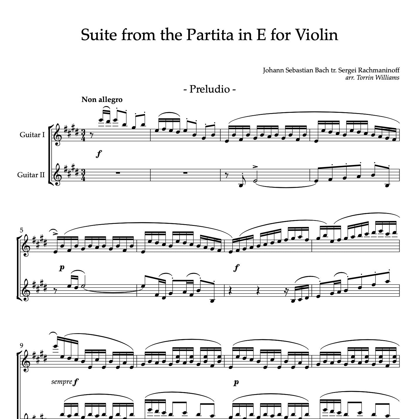 Johann Sebastian Bach tr. Sergei Rachmaninoff - Suite from Violin Partita No. 3